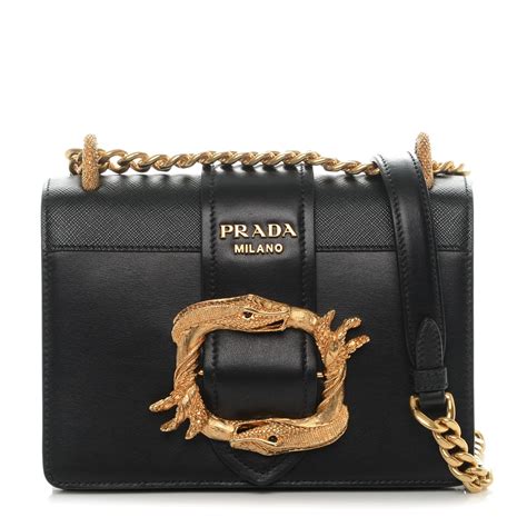 prada cahier bag snake|PRADA City Calf Saffiano Animalier Cahier Bag Black.